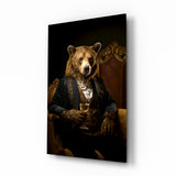 Gentleman - Bear Glass Wall Art|| Designer's Collection