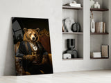 Gentleman - Bear Glass Wall Art|| Designer's Collection