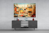 Paris' City Life Glass Wall Art|| Designer's Collection