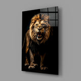 Lion in the Dog Glass Wall Art|| Designer's Collection