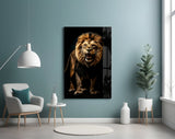 Lion in the Dog Glass Wall Art|| Designer's Collection