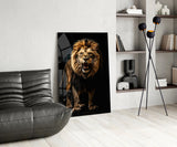 Lion in the Dog Glass Wall Art|| Designer's Collection