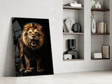 Lion in the Dog Glass Wall Art|| Designer's Collection