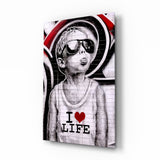 I Love Life Glass Wall Art || Designer Collection