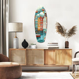 Cute Coastal Village Glass Wall Art