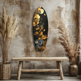 Golden Flower Glass Wall Art