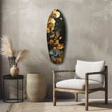 Golden Flower Glass Wall Art