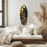 Golden Flower Glass Wall Art