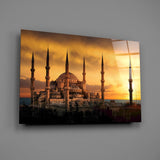 Blue Mosque Glass Wall Art