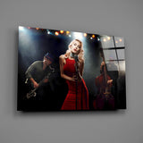 Female Musician Glass Wall Art