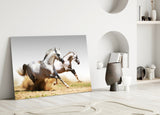 Running Horses Glass Wall Art