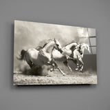 Running Horses Glass Wall Art