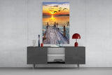 Sunset on the Dock Glass Wall Art