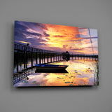 Sunset on the Dock Glass Wall Art