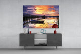 Sunset on the Dock Glass Wall Art