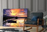 Sunset on the Dock Glass Wall Art