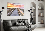 Sunset on the Dock Glass Wall Art