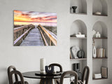 Sunset on the Dock Glass Wall Art