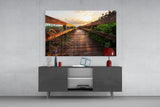 Sunset on the Beach Glass Wall Art