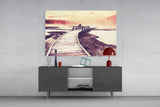 Dock in the Fog Glass Wall Art