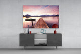 Sunset on the Beach Glass Wall Art