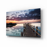 Sunset on the Beach Glass Wall Art