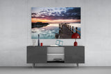 Sunset on the Beach Glass Wall Art