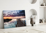 Sunset on the Beach Glass Wall Art