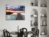 Sunset on the Beach Glass Wall Art