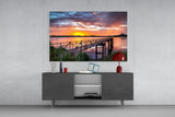 Sunset on the Beach Glass Wall Art