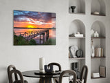 Sunset on the Beach Glass Wall Art