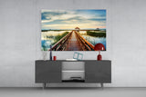 Long Dock on the Lake Glass Wall Art