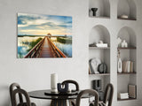 Long Dock on the Lake Glass Wall Art