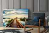 Long Dock on the Lake Glass Wall Art