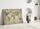 World Map Glass Wall Art