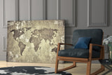 World Map Glass Wall Art