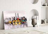 Abstract City Glass Wall Art