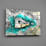 Illustration Tram Glass Wall Art