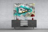 Illustration Tram Glass Wall Art