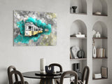 Illustration Tram Glass Wall Art