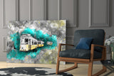 Illustration Tram Glass Wall Art