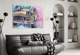 Illustration Taxi Glass Wall Art