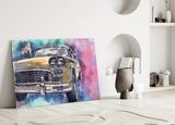 Illustration Taxi Glass Wall Art