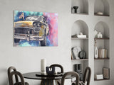 Illustration Taxi Glass Wall Art