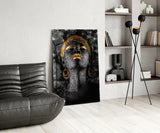 African Woman Portrait Glass Wall Art