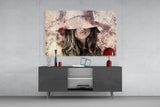 Girl in Retro Hat Glass Wall Art