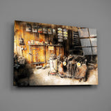 Retro Old Garage Glass Wall Art