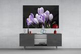 Purple Flowers Glass Wall Art