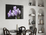 Purple Flowers Glass Wall Art