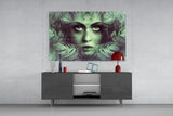 Tropical Leaf and Woman Portrait Glass Wall Art